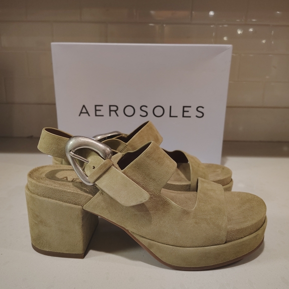 Aerosoles Women's Tan Suede Sandals - Picture 1 of 11